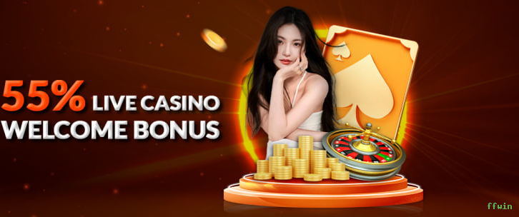 Imagem promocional do cassino online da ffwin mostrando jogos ao vivo